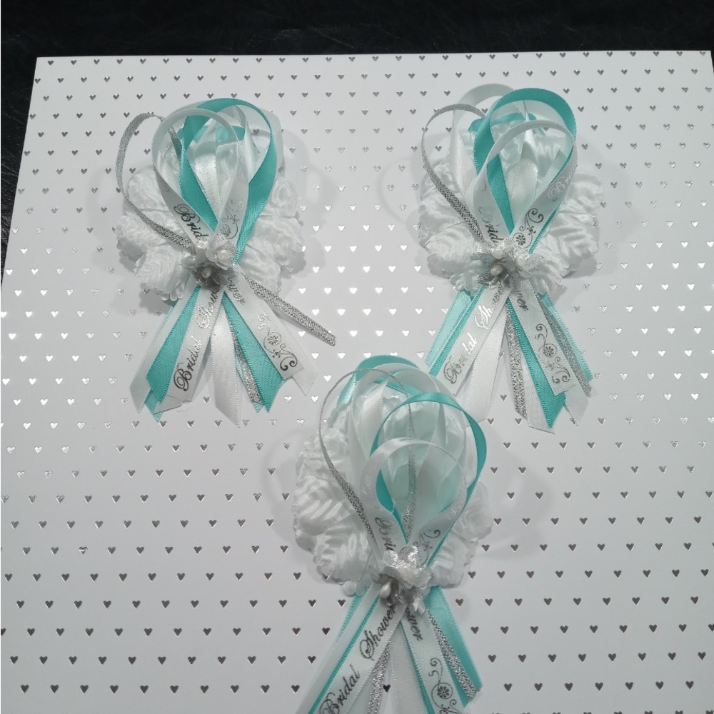 25 Aqua “Bridal Shower” Corsages/Capias